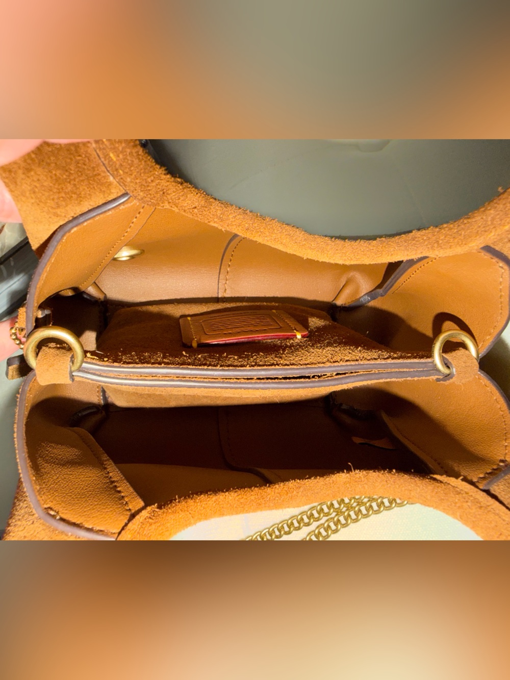 Coach Suede Lana 19 Tote Bag with Chain crossbody strap - Picture 9 of 12
